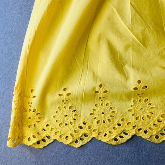 River Island Cutwork Halter Dress Yellow Size L Eyelet Trim  Midi Length - Picture 10 of 16